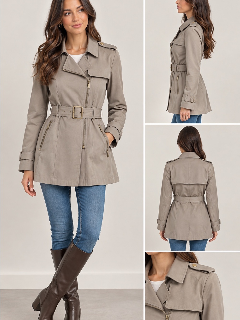 Michael Kors Taupe Belted Trench Coat